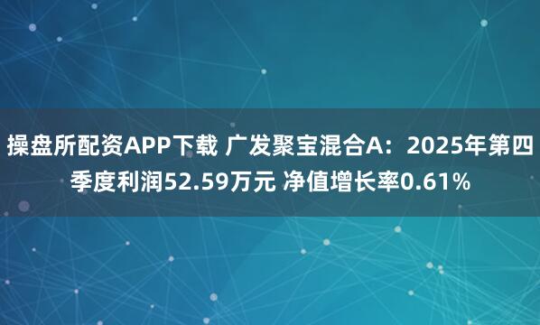 操盘所配资APP下载 广发聚宝混合A：2025年第四季度利润52.59万元 净值增长率0.61%