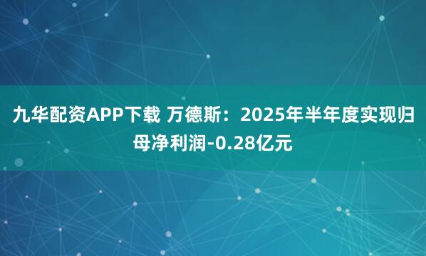 九华配资APP下载 万德斯：2025年半年度实现归母净利润-0.28亿元